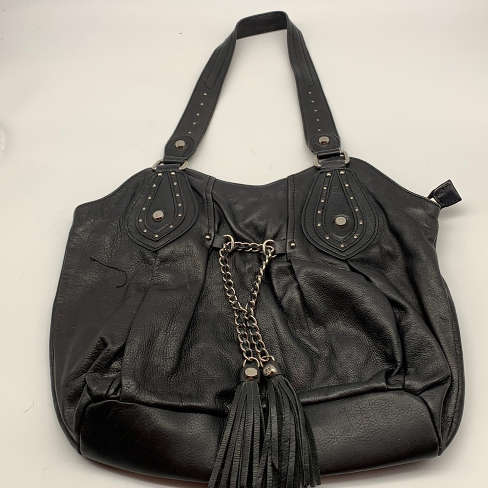 Allison Scott Black Leather Shoulder Bag